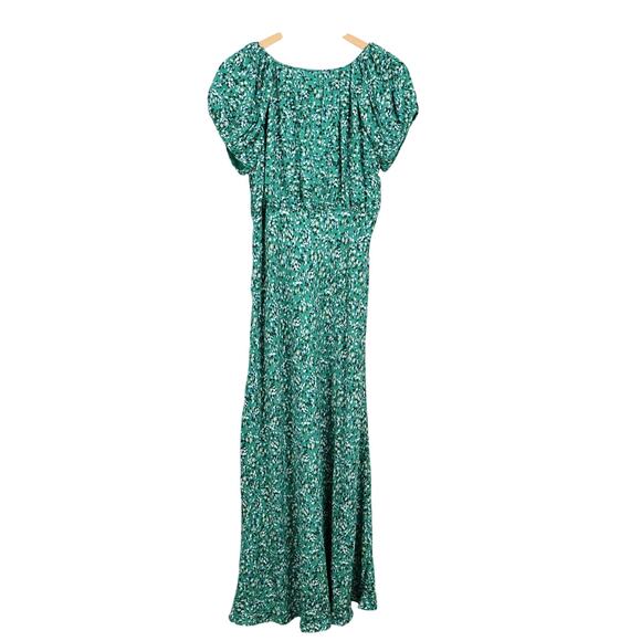 NWT Madewell Ruched Scoopneck Crepe Midi Dress In Floral Kelly Green Size 10 - Picture 5 of 11